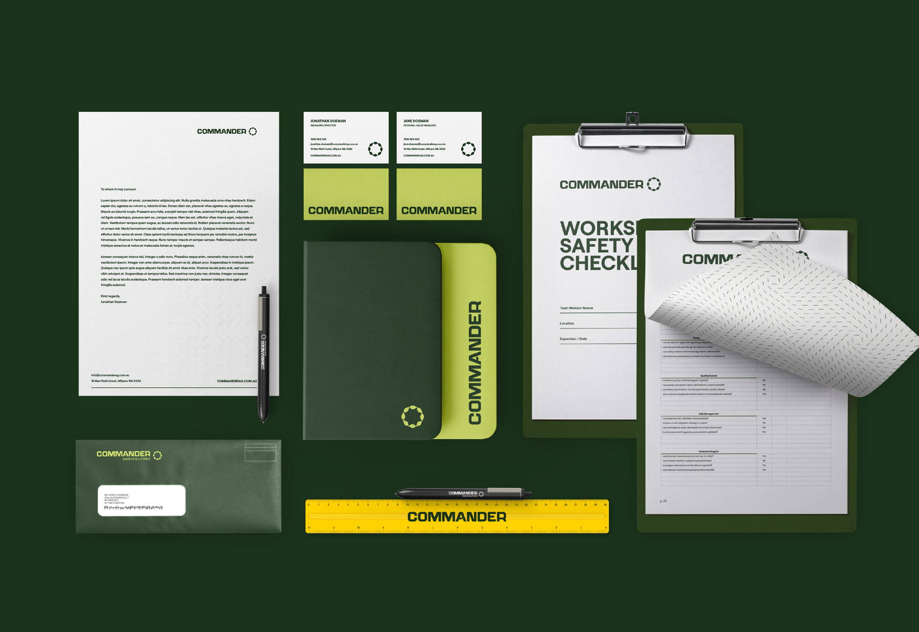 Commander Agriculture Stationery brand application
